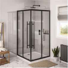 Black Corner Entry Shower Enclosure